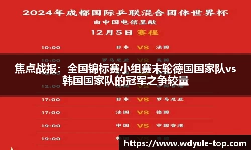 焦点战报：全国锦标赛小组赛末轮德国国家队vs韩国国家队的冠军之争较量